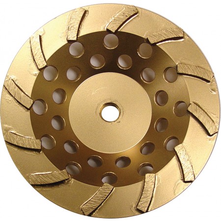 Diamond Products 5in Standard Gold 12 Seg Spiral Turbo Cup Wheel with 5/8in-11 Hub 19678
