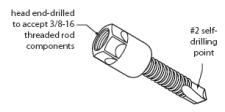 EZG450 Hangermate 3/8-16 - 1/4-20x1 End Drilled No. 2 Point Drill Screw  - Steel - (Box of 50) EZG450