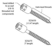 EZG670 Hangermate 3/8-16 - 5/16-14x3 End Drilled Type 17 - Wood - (Box of 50) EZG670