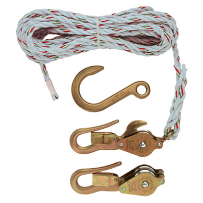 Klein H1802-30SR Block and Tackle Spliced to H268 Block with 25ft Rope H1802-30SR