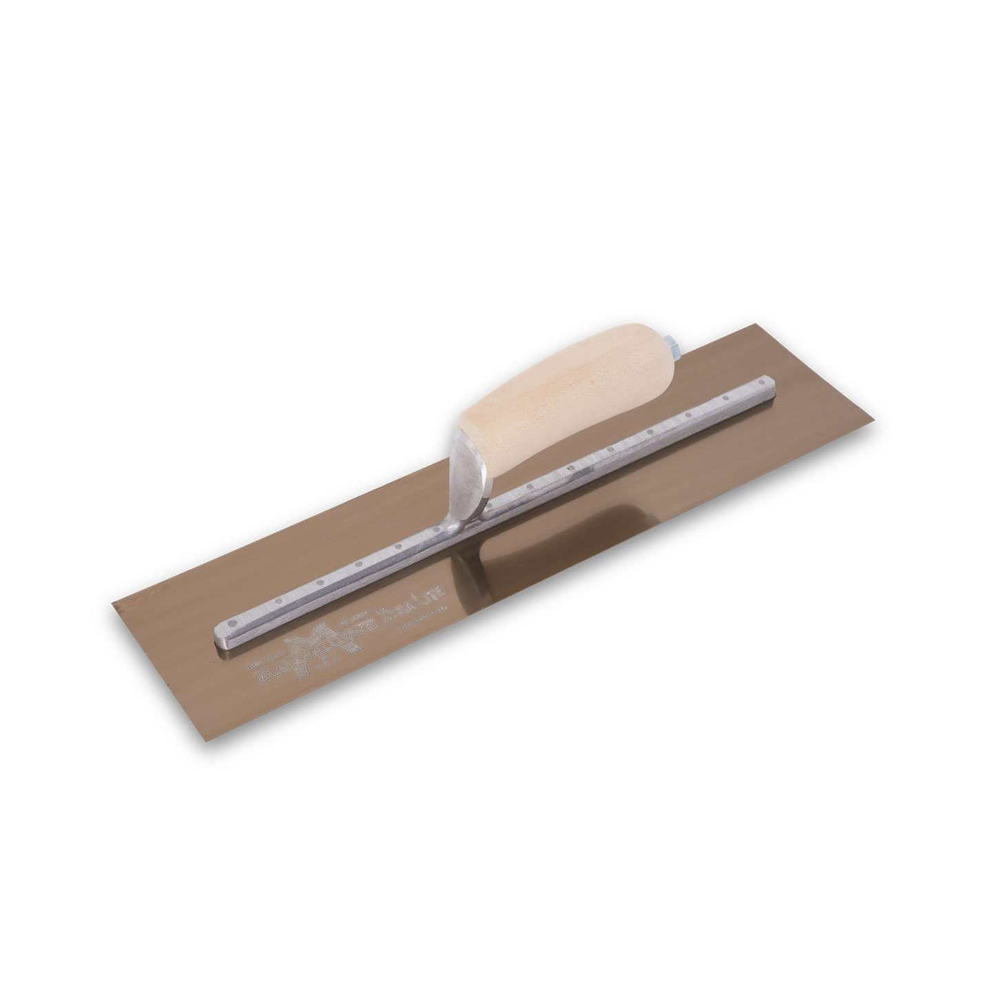 Marshalltown MXS165GS 16in. x 5in. Golden Stainless Steel Finishing Trowel with Wood MXS165GS