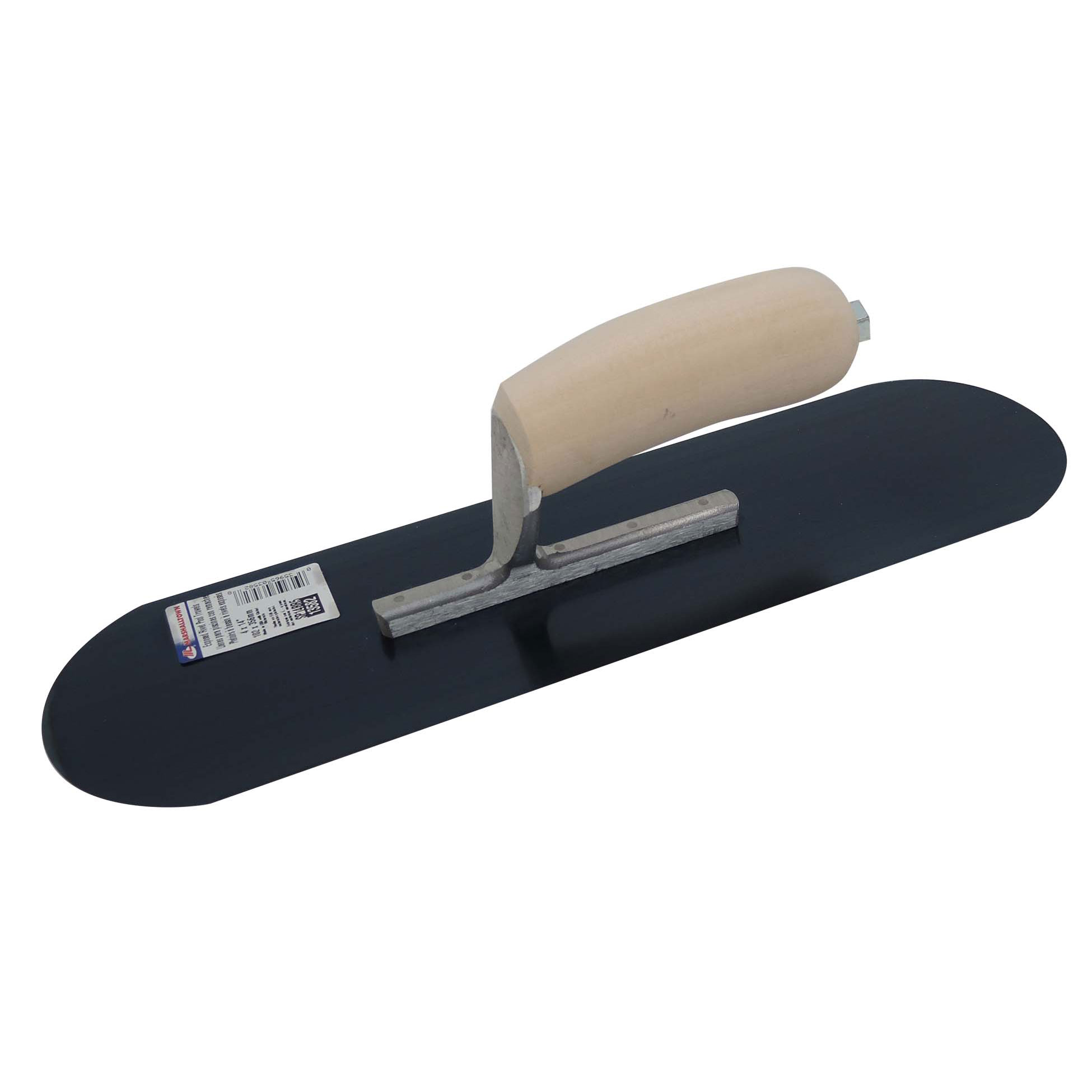 Marshalltown SP1635BR8 16in x 3-1/2in Fully Rounded Trowel with Exposed Rivet Trowels and Wood Handle SP1635BR8