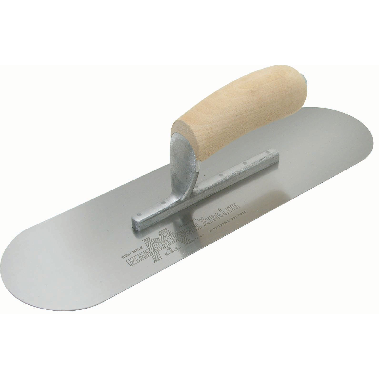 Marshalltown SP14SS 14in x 4in Stainless Steel Pool Trowel with Wood Handle SP14SS