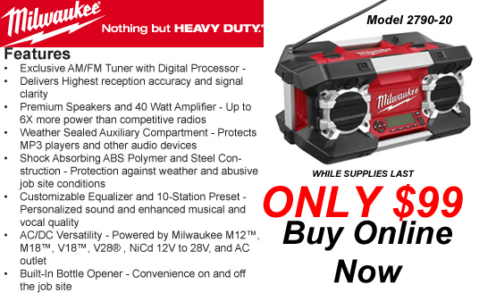 MILWAUKEE 2790-20 JOB SITE RADIO