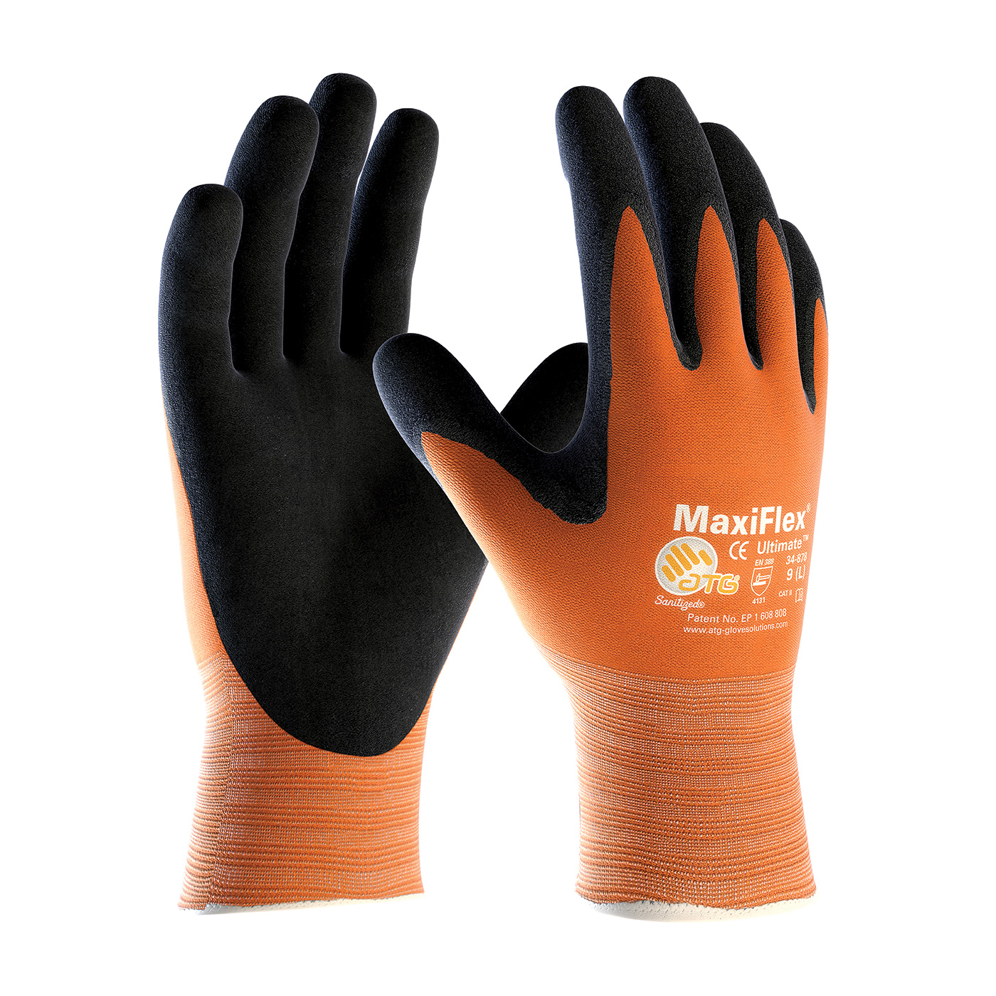 PIP 34-8014/M MaxiFlex Ultimate Hi-Vis Seamless Knit Nylon Glove with Nitrile Coated MicroFoam Grip on Palm & Fingers - Medium PID-34 8014 M