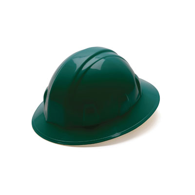 Pyramex HP24135 Full Brim Hard Hat - Green 4 Pt Ratchet Suspension (Box of 12) PYR-HP24135BX