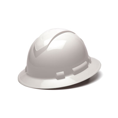Pyramex HP54110 Full Brim Hard Hat - White 4 Pt Ratchet Suspension (Box of 12) PYR-HP54110