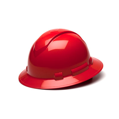 Pyramex HP54120 Full Brim Hard Hat - Red 4 Pt Ratchet Suspension (Box of 12) PYR-HP54120