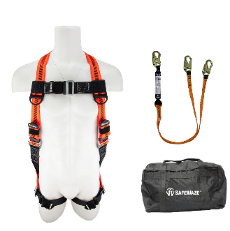 Safewaze Fall Protection Combo with Harness, 6ft Dual Lanyard and Bag FFS-0193035