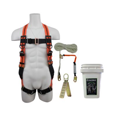 Safewaze FS-ROOF-E Complete Roofer's Fall Protection Compliance Kit in a Bucket FS-ROOF-E