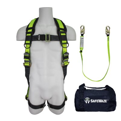 Safewaze FS126 Complete Professional Fall Protection Starter Kit with Harness and 6ft Lanyard - Large/X-Large FS126-L/XL