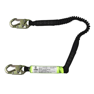 Safewaze FS570 6ft. Stretch Energy Absorbing Lanyard with Double Locking Snap Hooks FS570