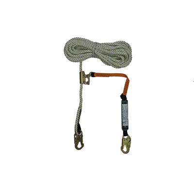 Safewaze FS700-50GA-3E 50ft x 5/8in. Polyester-dacron, 3-Strand Twisted Rope Lifeline with Rope Grab and Lanyard FS700-50GA-3E