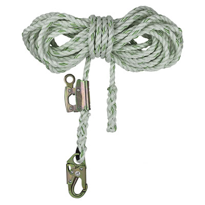 Safewaze FS700-25GA 25ft x 5/8in. Polyester-dacron, 3-Strand Twisted Rope Lifeline with Rope Grab FS700-25GA