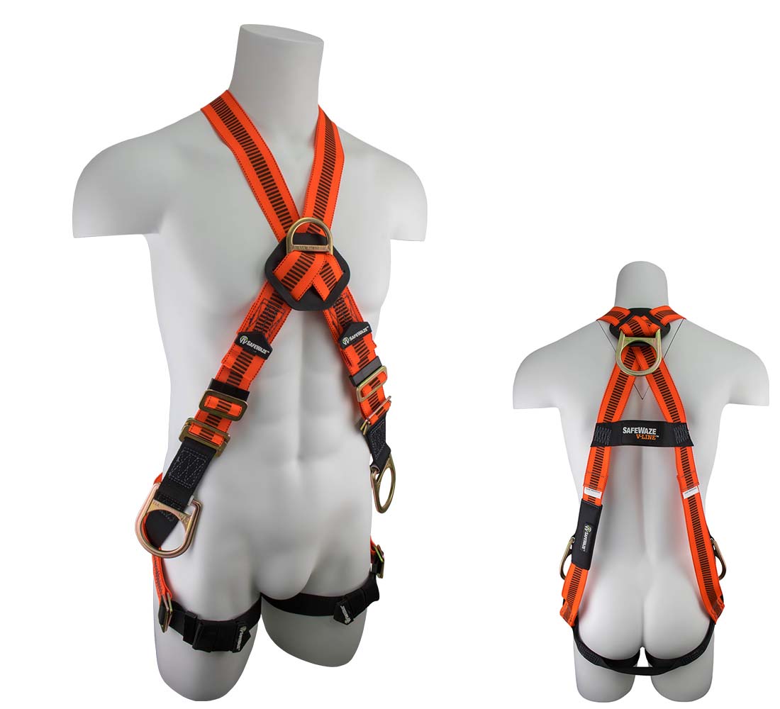 Safewaze FS99281-EFD-X V-LINE Cross Over Fall Protection Harness with 4 D-Rings - Universal Size FS99281-EFD-X