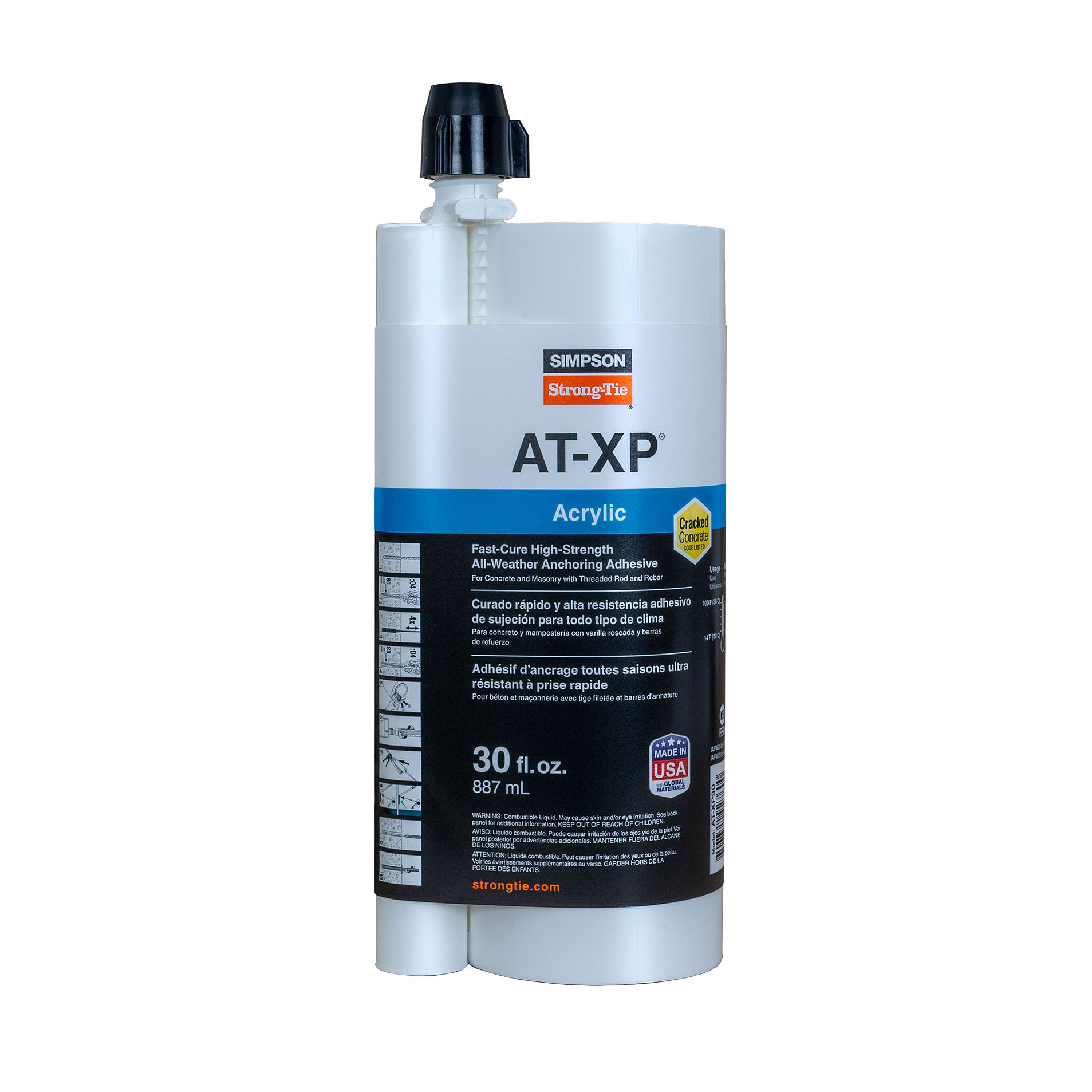 Simpson Strong-Tie AT-XP30 Acrylic Adhesive for Concrete and Masonry Anchoring - 30 oz. Dual Cartridge AT-XP30