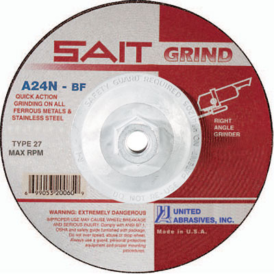 United Abrasives-Sait 20095 9 X 1/4 X 5/8-11 A24N Grinding Wheel for Metal (Box of 10) UNA-20095