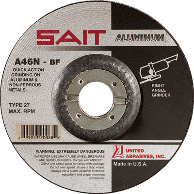 United Abrasives-Sait 20062 4-1/2in. X 1/4in. X 7/8in. A46n Wheel for Grinding Aluminum (Box of 25) UNA-20062