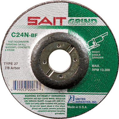 Sait 20061 4-1/2in X 1/4in X 7/8in C24N Wheel for Grinding Concrete (Box of 25) UNA-20061