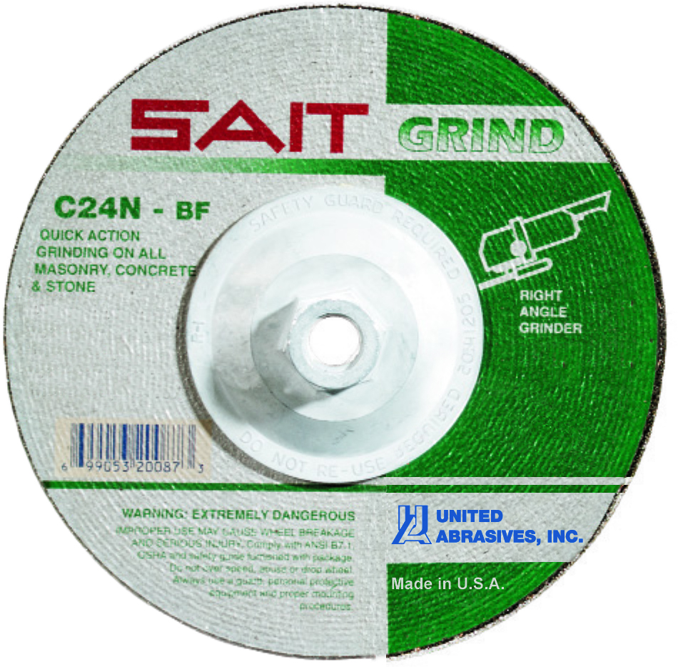 Sait 20087 7in X 1/4in X 5/8-11in C24N Wheel for Grinding Concrete(Box of 10) UNA-20087