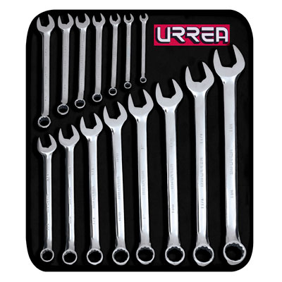 Urrea 1200F 15 piece Combination Wrench Set 5/16in. - 1-1/4in with Pouch URR-1200F