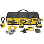 "Dewalt - DC6PAKIA - 6 Pc Cordless Combo Kit (Hammer Drill, Circular Saw, Recip. Saw, Right Angle Drill, Impact Driver, Light)" DC6PAKIA