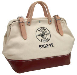 Klein - Tool Bag, Canvas, w/ Vinyl, 12in.L x 6in.W x 10in.D 5102-12