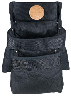 Klein - Tool Pouch, Black Cordura Nylon, 2-Pockets, Tunnel Loop 5702