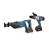 Bosch - CLPK20-180 18V 2-Tool Litheon Combo Kit Hammer Drill Driver &amp; Reciprocating Saw CLPK20-180