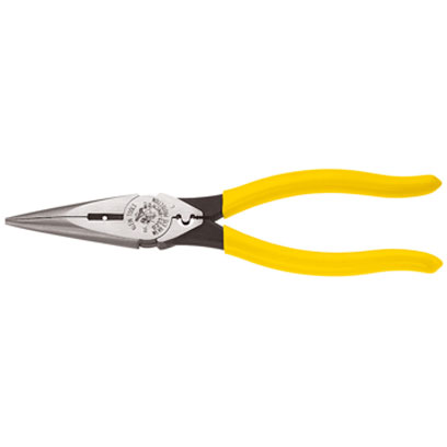 D2038NCR Klein - Long-Nose Pliers, HD Side Cutters/Skinning Hole/Crimp Die D203-8NCR