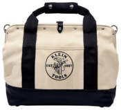 Klein - Tool Bag, Canvas with Leather Bottom, 16in.L x 6in.W x 14in.D, 9 Pockets 5003-16