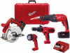 0924-24 Milwaukee Electric Tools 18V 1/2 In. Hammer-Drill, Metal Cutting Circular Saw, Sawzall - The Hatchet Reciprocating Saw &amp; Work Light Combo Kit 0924-24