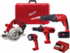 0926-24 Milwaukee Electric Tools 18V 1/2 In. Hammer-Drill, Sawzall - The Hatchet Reciprocating Saw, Circular Saw &amp; Worklight Combo Kit 0926-24