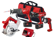 0934-29  Milwaukee Electric Tools 18V 1/2 in. Lok-Tor Hammer-Drill, Metal Cutting Circular Saw, Sawzall - the Hatchet? Reciprocating Saw &amp; Worklight Combo Kit 0934-29
