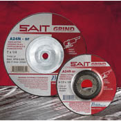 UA/Sait - 20070 - 5In X 1/4 X 7/8 Arbor - Grinding Wheel For Metal - A24N - Depressed Center - Type 27 20070
