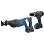 Bosch - CLPK273-181 18V 2-Tool Kit w/ Compact Tough Hammer Drill Driver, Recip, (1) HC Slim &amp; (1) HC FatPack CLPK273-181