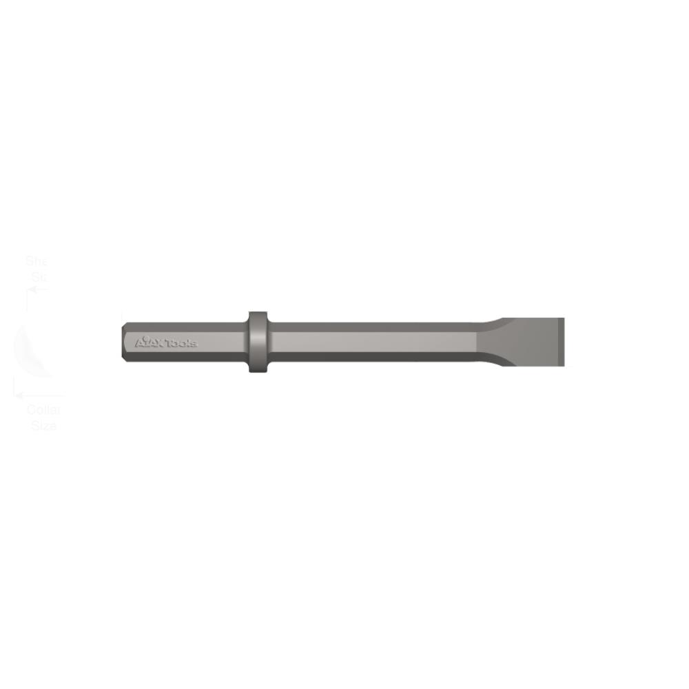 Ajax Tool Works 11100 Paving Breaker Narrow Flat Chisel 1-1/4in. Wide x 14in. Under Collar with 7/8in. x 3-1/4in. Shank AJA-11100