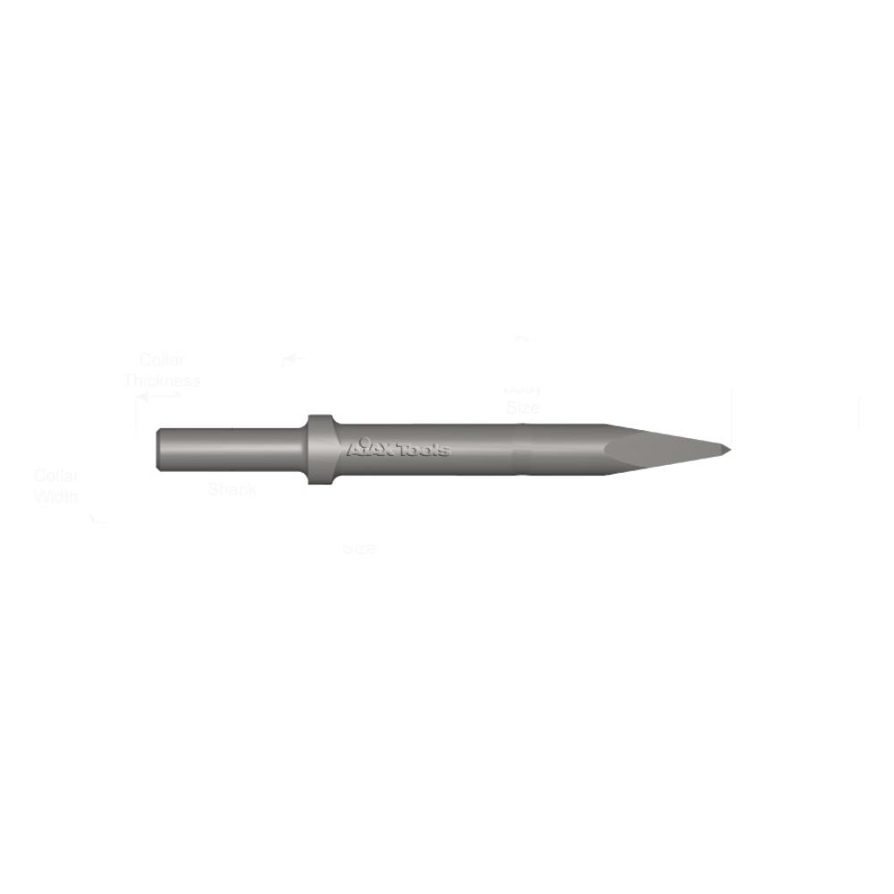 Ajax Pneumatic Moil Point Chisel 0.680" Round Shank 12" Tool Overall Length New 