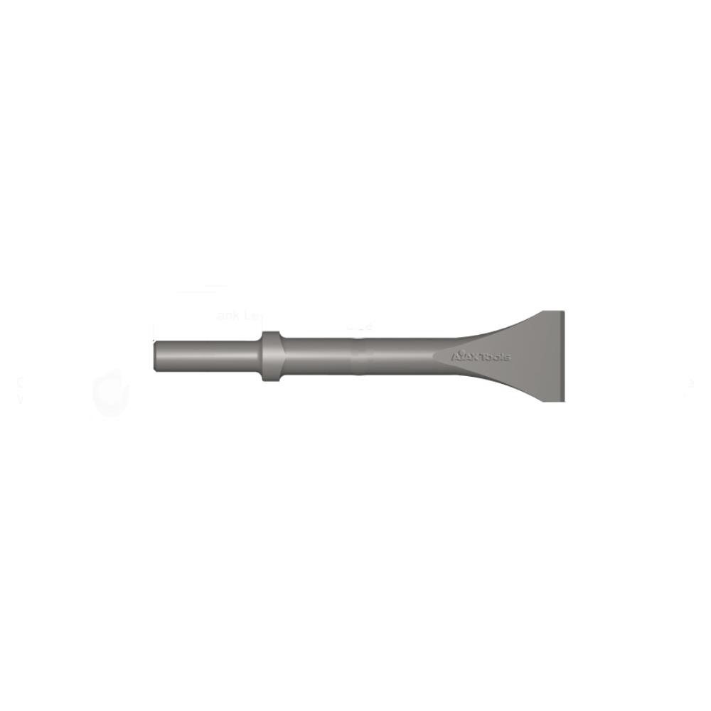 Ajax Tool Works 323-12 Chipping Hammer Chisel 2in. Wide x 12in. with Round Shank Oval Collar for Solid Steel Retainer AJA-32312