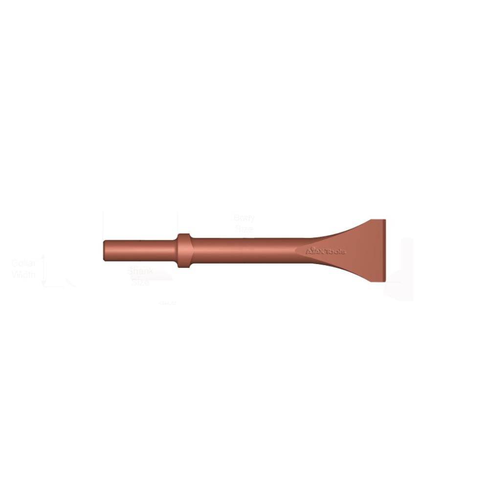 Ajax Tool Works 323-BC Beryllium Copper Non-Sparking Chipping Hammer Chisel 2-1/2in. Wide x 10in. Round Shank Oval Collar AJA-323BC