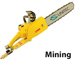 CS Unitec 510290010 Air Chain Saw w/ Brake, 17in, 4 HP, 90psi/92 cfm, for underground/coal mining use 510290010