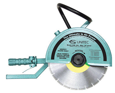 CS Unitec CSH100 H&-Held Saw, 14in blade cap., 5 HP, 5,250 RPM, 92 cfm @ 92 psi, includes 3/4in ID water connection & whip house w/coupling. CSH100