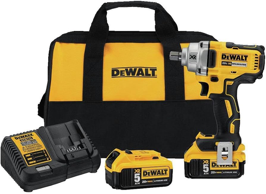 20V MAX XR 1/2" COMPACT HIGH TORQUE IMPACT WRENCH KIT WITHDETENT ANVIL (5.0AH) DEWALT 324DCF894P2AGIN