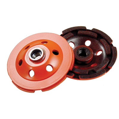 Diamond Products CGHD4000-D5H 4in. x 5/8in. Heavy Duty Orange Double Row Diamond Cup Grinder Wheel for Concrete DIA-00016