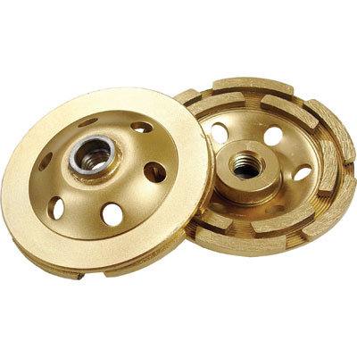 Diamond Products CGSD7000-D5S 7in. x 5/8in. Standard Gold Double Row Diamond Cup Grinder Wheel for Concrete 07434