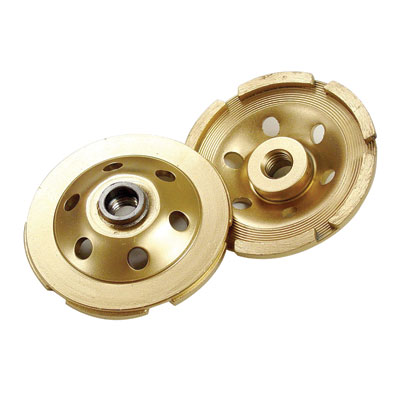 Diamond Products CGSS4000-S5S 4in. x 5/8in. Standard Gold Single Row Diamond Cup Grinder Wheel for Concrete 07442