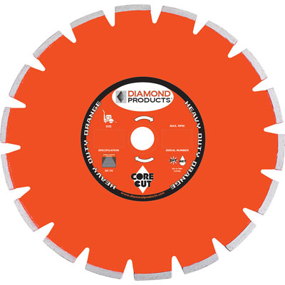 Diamond Products DGH14125-DG3H 14in. x .125in. x 1in. HD Orange Walk Behind Diamond Saw Blade for Dry Green Concrete 11215