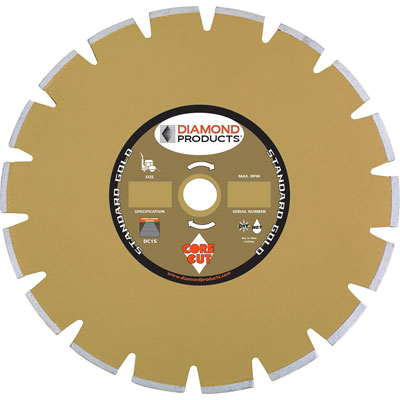 Diamond Products DGS14125-DG3S 14in. x .125in. x 1in. Standard Gold Diamond Blade for Green Concrete 11222