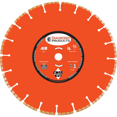 Diamond Products HPTH14125UNV-HPT5H 14in. x .125in. HD Orange Turbo Diamond Blade for Concrete with Unversal Arbor 59890