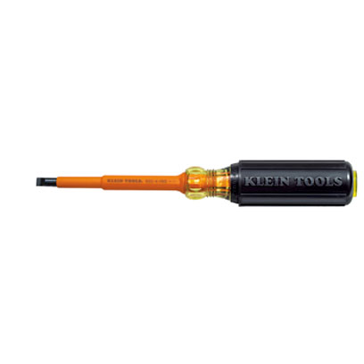 Klein 602-4-INS 4" Round-Shank Screwdriver, 1/4 in. Cabinet Tip, Insulated 602-4-INS